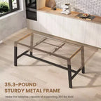 Mesa de comedor extensible de 63-83 pulgadas, mesa rectangular industrial para 6-8 personas, mesa de cocina rústica marrón extensible con estructura metálica resistente