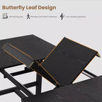 Mesa de comedor extensible de 63-83 pulgadas, mesa rectangular industrial para 6-8 personas, mesa de cocina rústica marrón extensible con estructura metálica resistente
