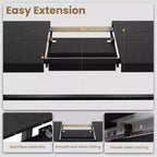 Mesa de comedor extensible de 63-83 pulgadas, mesa rectangular industrial para 6-8 personas, mesa de cocina rústica marrón extensible con estructura metálica resistente