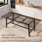 Mesa de comedor extensible de 63-83 pulgadas, mesa rectangular industrial para 6-8 personas, mesa de cocina rústica marrón extensible con estructura metálica resistente