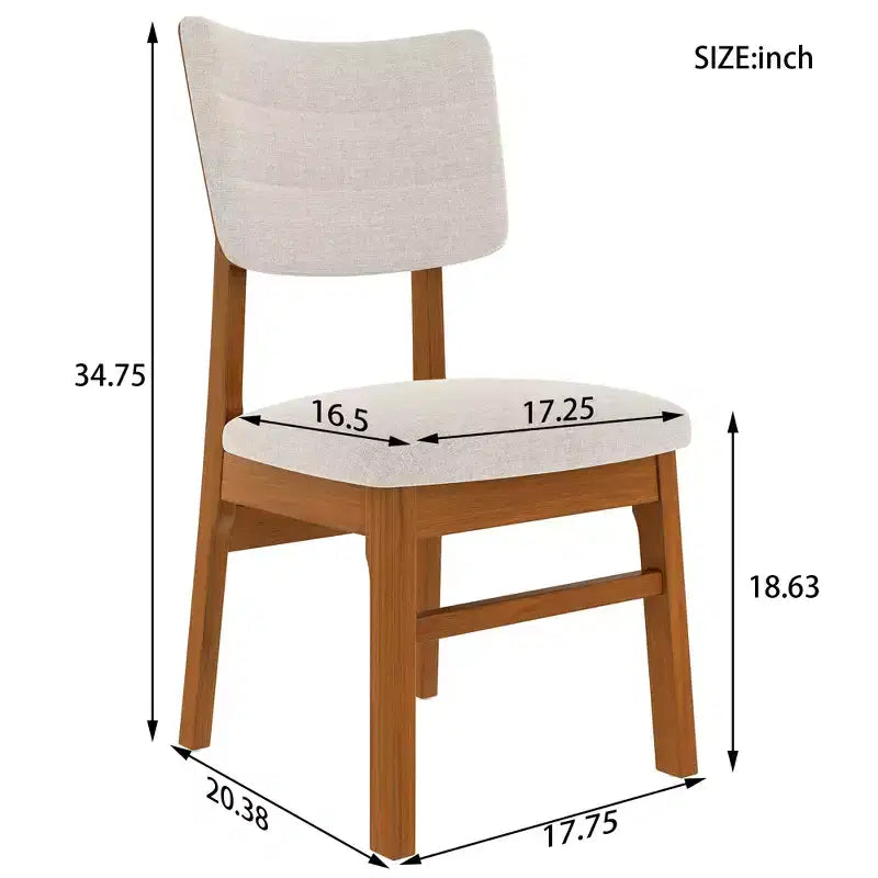 Juego de 4 sillas de comedor tapizadas Peterson de GDFStudio con estructura resistente de madera de caucho