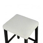 Juego de comedor de 3 piezas de madera, estilo transicional de alto brillo, con estantes de almacenamiento y puertos USB, taburetes tapizados en bouclé