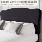 Marco de Cama Plataforma Tapizado para Niños - Cabecero lindo suave o de Bouclé - Soporte resistente de Láminas de Madera - Sin Ruido, No Requiere Somier