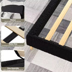Marco de Cama Plataforma Tapizado para Niños - Cabecero lindo suave o de Bouclé - Soporte resistente de Láminas de Madera - Sin Ruido, No Requiere Somier
