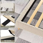 Marco de Cama Plataforma Tapizado para Niños - Cabecero lindo suave o de Bouclé - Soporte resistente de Láminas de Madera - Sin Ruido, No Requiere Somier