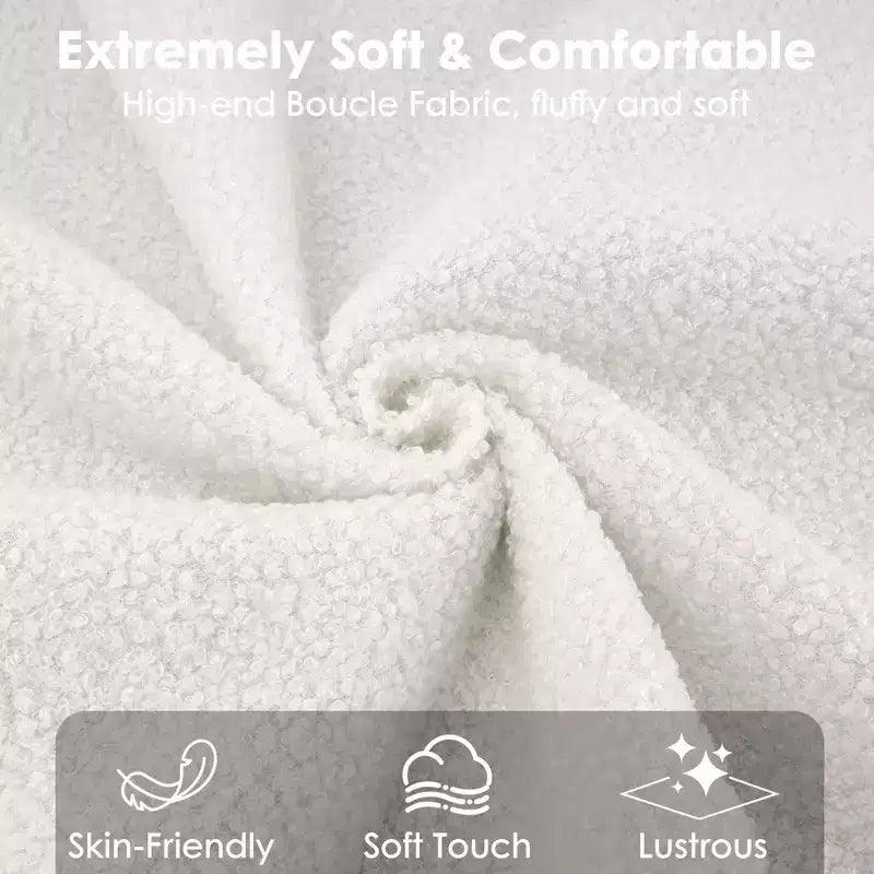 Marco de Cama Plataforma Tapizado para Niños - Cabecero lindo suave o de Bouclé - Soporte resistente de Láminas de Madera - Sin Ruido, No Requiere Somier