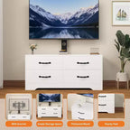 Mueble de TV moderno con soporte para televisores de 32 a 75 pulgadas, mesa consola multimedia con 4 cajones espaciosos, cómoda para centro de entretenimiento para almacenamiento en sala de estar