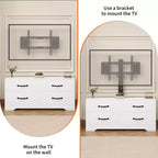 Mueble de TV moderno con soporte para televisores de 32 a 75 pulgadas, mesa consola multimedia con 4 cajones espaciosos, cómoda para centro de entretenimiento para almacenamiento en sala de estar