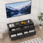 Mueble de TV moderno con soporte para televisores de 32 a 75 pulgadas, mesa consola multimedia con 4 cajones espaciosos, cómoda para centro de entretenimiento para almacenamiento en sala de estar