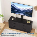 Mueble de TV moderno con soporte para televisores de 32 a 75 pulgadas, mesa consola multimedia con 4 cajones espaciosos, cómoda para centro de entretenimiento para almacenamiento en sala de estar