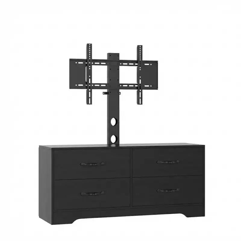 Mueble de TV moderno con soporte para televisores de 32 a 75 pulgadas, mesa consola multimedia con 4 cajones espaciosos, cómoda para centro de entretenimiento para almacenamiento en sala de estar