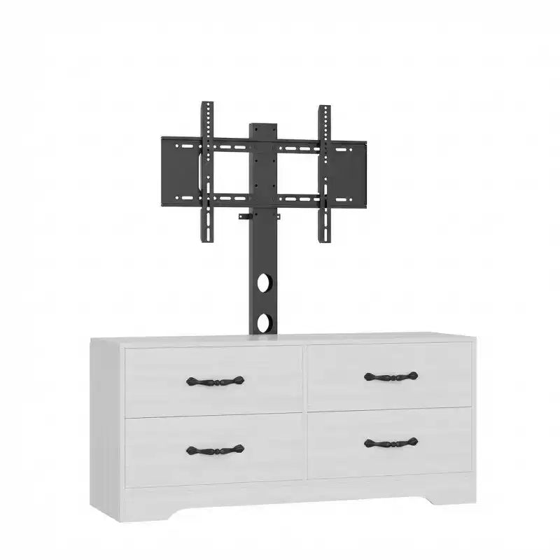 Mueble de TV moderno con soporte para televisores de 32 a 75 pulgadas, mesa consola multimedia con 4 cajones espaciosos, cómoda para centro de entretenimiento para almacenamiento en sala de estar