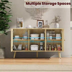 Coolmee 47.2 Gabinete Buffet de Ratán con Almacenamiento, Aparador Moderno con Estantes Ajustables, Credenza de Barra de Café para Cocina, Sala de Estar, Entrada