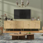 Coolmee 47.2 Gabinete Buffet de Ratán con Almacenamiento, Aparador Moderno con Estantes Ajustables, Credenza de Barra de Café para Cocina, Sala de Estar, Entrada