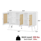 Coolmee 47.2 Gabinete Buffet de Ratán con Almacenamiento, Aparador Moderno con Estantes Ajustables, Credenza de Barra de Café para Cocina, Sala de Estar, Entrada