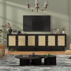 Coolmee 47.2 Gabinete Buffet de Ratán con Almacenamiento, Aparador Moderno con Estantes Ajustables, Credenza de Barra de Café para Cocina, Sala de Estar, Entrada