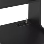 Mesita de noche moderna con estación de carga, LED/luz nocturna y armario con cerradura (negro)