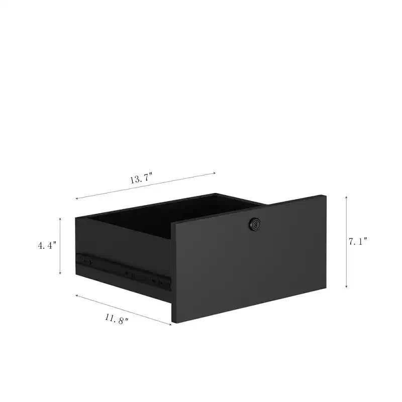 Mesita de noche moderna con estación de carga, LED/luz nocturna y armario con cerradura (negro)