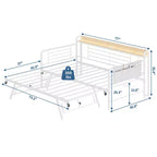 Coolmee Cama Nido Doble, Cabecero con Almacenamiento + Estación de Carga y Bolsas de Almacenamiento Adicionales, Sofá Cama Resistente para Sala de Estar o Habitación de Invitados