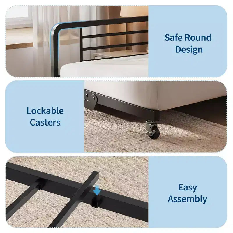 Coolmee Cama Nido Doble, Cabecero con Almacenamiento + Estación de Carga y Bolsas de Almacenamiento Adicionales, Sofá Cama Resistente para Sala de Estar o Habitación de Invitados