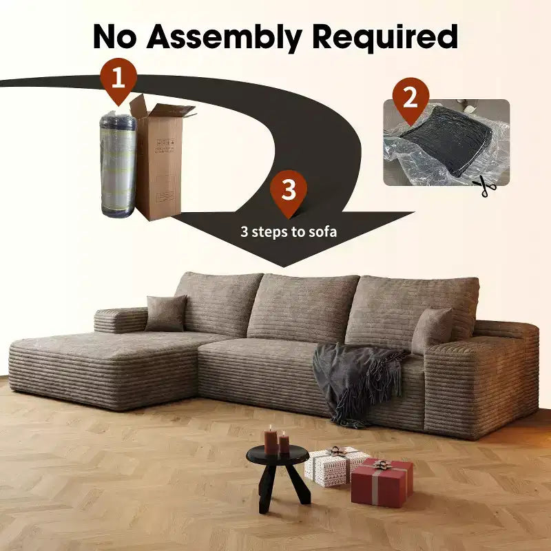 Sofá seccional moderno en L modelo Cloud 107 con chaise longue, sofá modular de asiento profundo para sala de estar, dormitorio, sala familiar