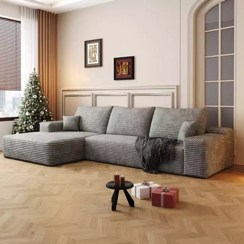Sofá seccional moderno en L modelo Cloud 107 con chaise longue, sofá modular de asiento profundo para sala de estar, dormitorio, sala familiar