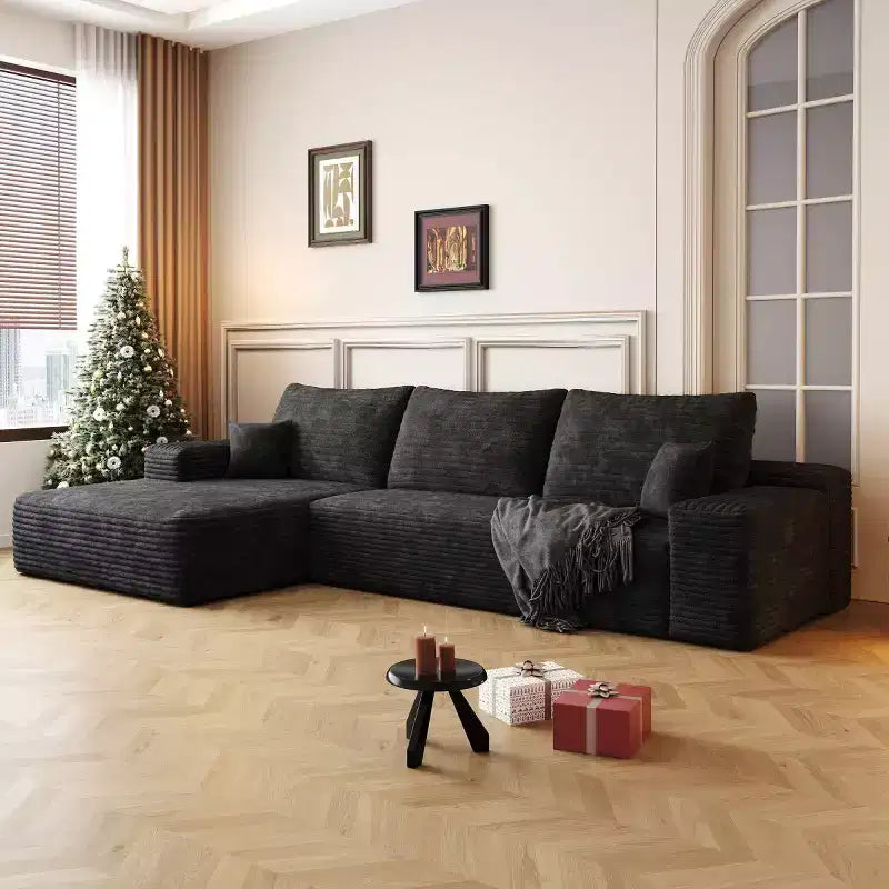 Sofá seccional moderno en L modelo Cloud 107 con chaise longue, sofá modular de asiento profundo para sala de estar, dormitorio, sala familiar