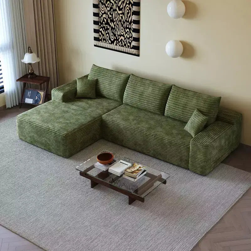Sofá seccional moderno en L modelo Cloud 107 con chaise longue, sofá modular de asiento profundo para sala de estar, dormitorio, sala familiar