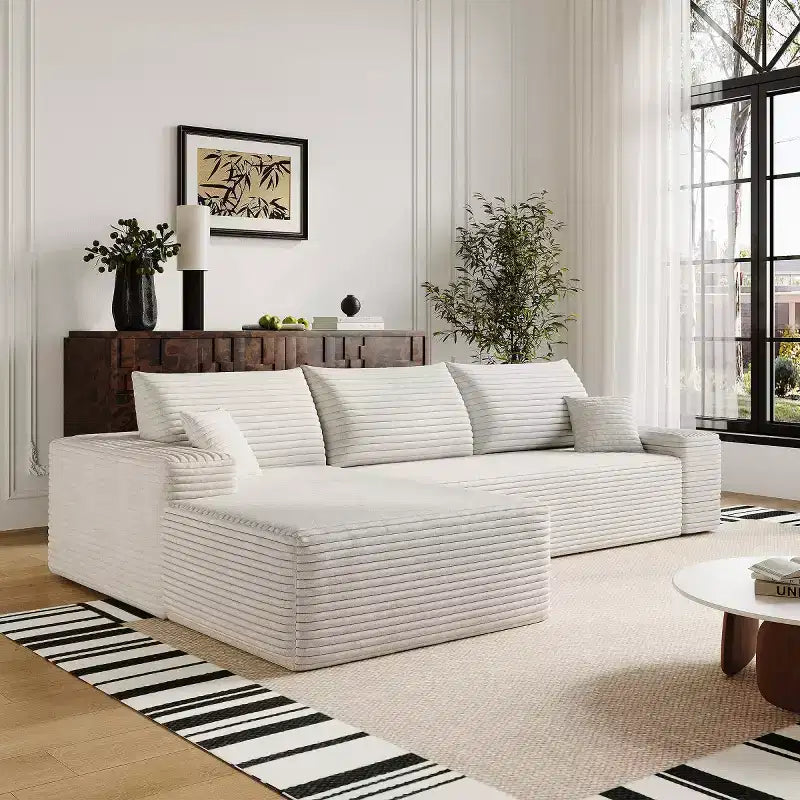 Sofá seccional moderno en L modelo Cloud 107 con chaise longue, sofá modular de asiento profundo para sala de estar, dormitorio, sala familiar