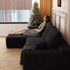 Sofá seccional moderno en L modelo Cloud 107 con chaise longue, sofá modular de asiento profundo para sala de estar, dormitorio, sala familiar