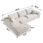 Sofá seccional moderno en L modelo Cloud 107 con chaise longue, sofá modular de asiento profundo para sala de estar, dormitorio, sala familiar