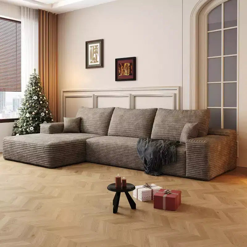 Sofá seccional moderno en L modelo Cloud 107 con chaise longue, sofá modular de asiento profundo para sala de estar, dormitorio, sala familiar