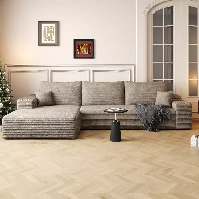 Sofá seccional moderno en L modelo Cloud 107 con chaise longue, sofá modular de asiento profundo para sala de estar, dormitorio, sala familiar