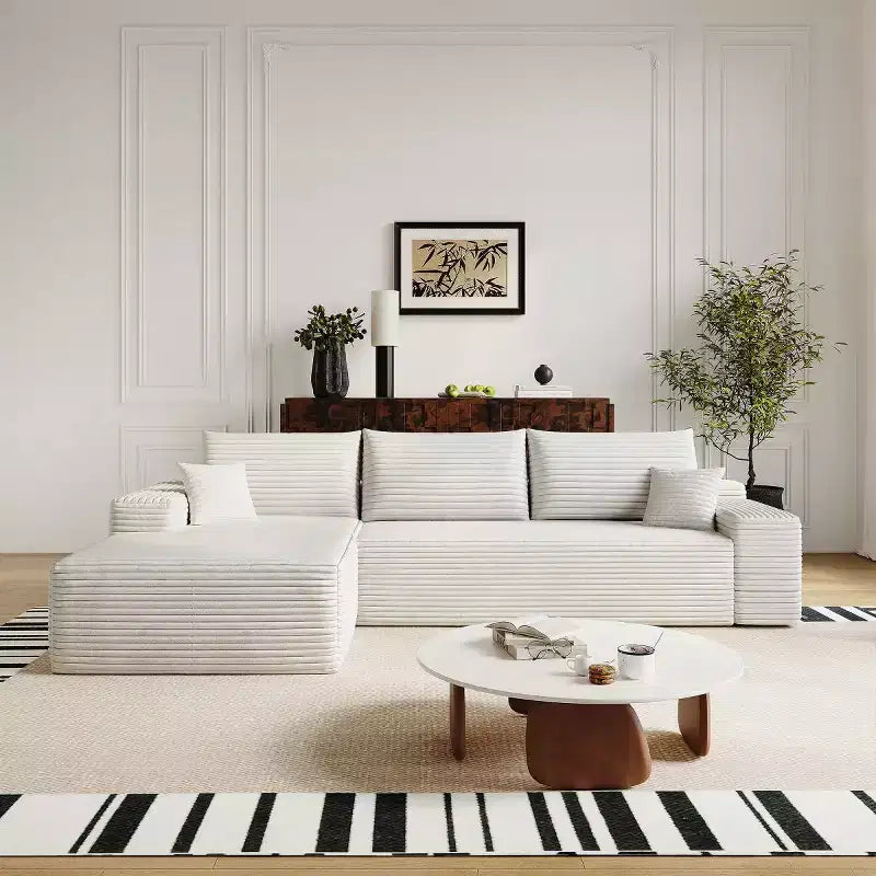Sofá seccional moderno en L modelo Cloud 107 con chaise longue, sofá modular de asiento profundo para sala de estar, dormitorio, sala familiar