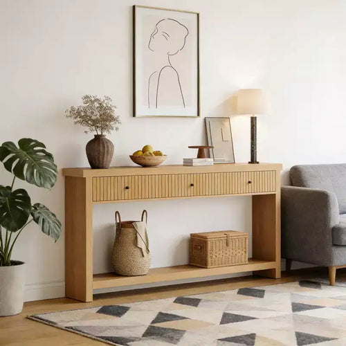 Mesa consola de madera de 70 pulgadas con 3 cajones