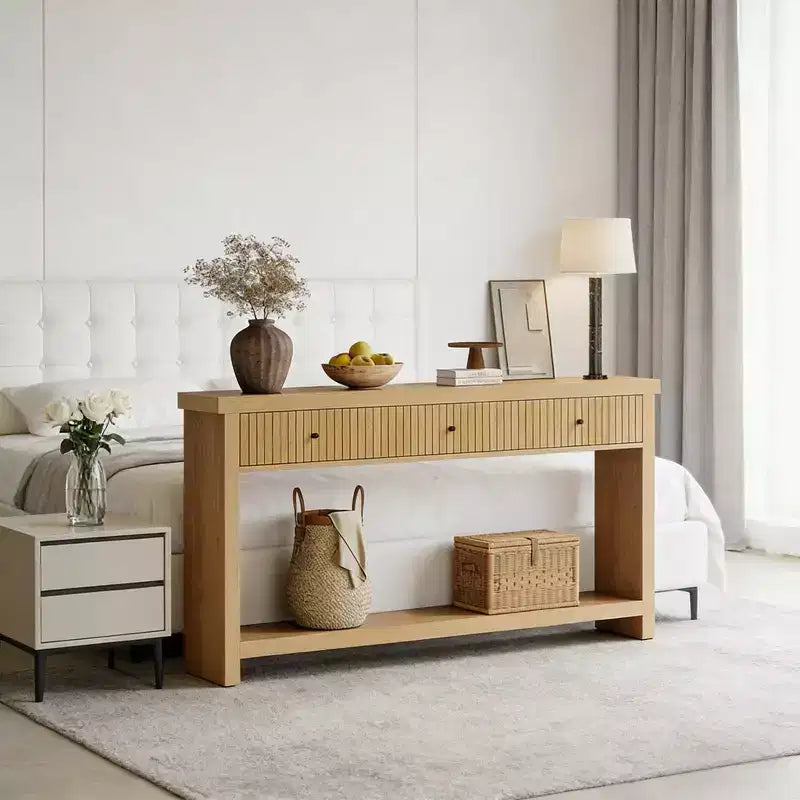 Mesa consola de madera de 70 pulgadas con 3 cajones