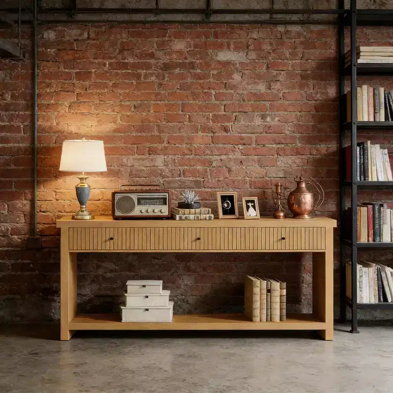Mesa consola de madera de 70 pulgadas con 3 cajones