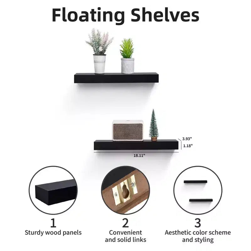 Estantes flotantes de madera para pared con soportes invisibles para baño, dormitorio, sala de estar y cocina, multicolor