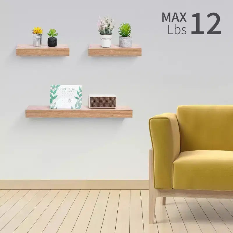 Estantes flotantes de madera para pared con soportes invisibles para baño, dormitorio, sala de estar y cocina, multicolor