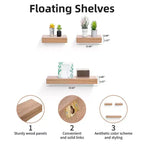 Estantes flotantes de madera para pared con soportes invisibles para baño, dormitorio, sala de estar y cocina, multicolor