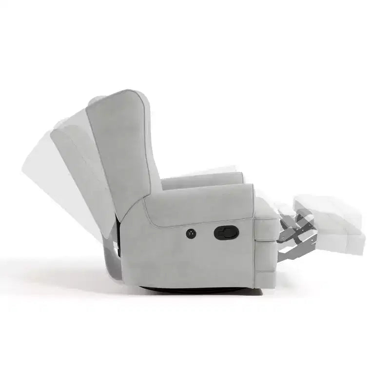 Sillón reclinable y planeador tapizado Serenity Wingback con carga USB