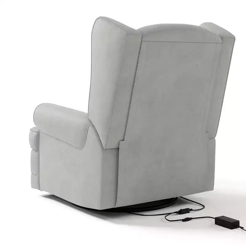 Sillón reclinable y planeador tapizado Serenity Wingback con carga USB