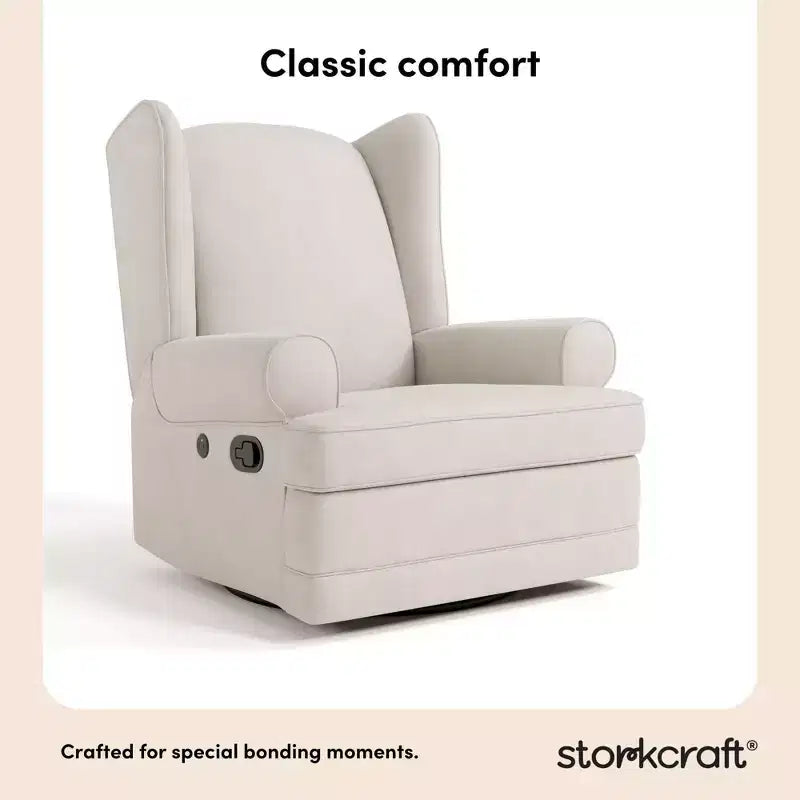Sillón reclinable y planeador tapizado Serenity Wingback con carga USB
