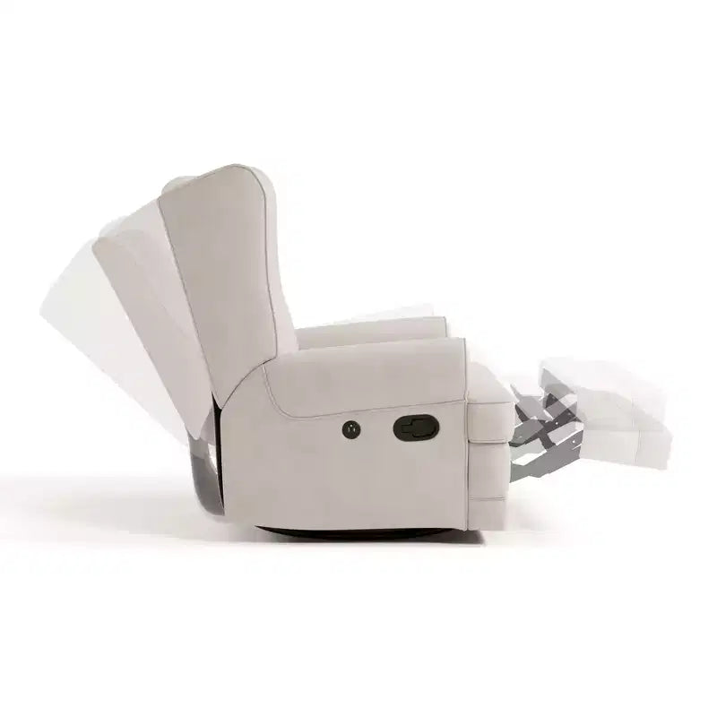 Sillón reclinable y planeador tapizado Serenity Wingback con carga USB