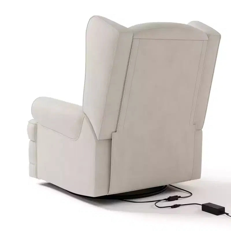 Sillón reclinable y planeador tapizado Serenity Wingback con carga USB