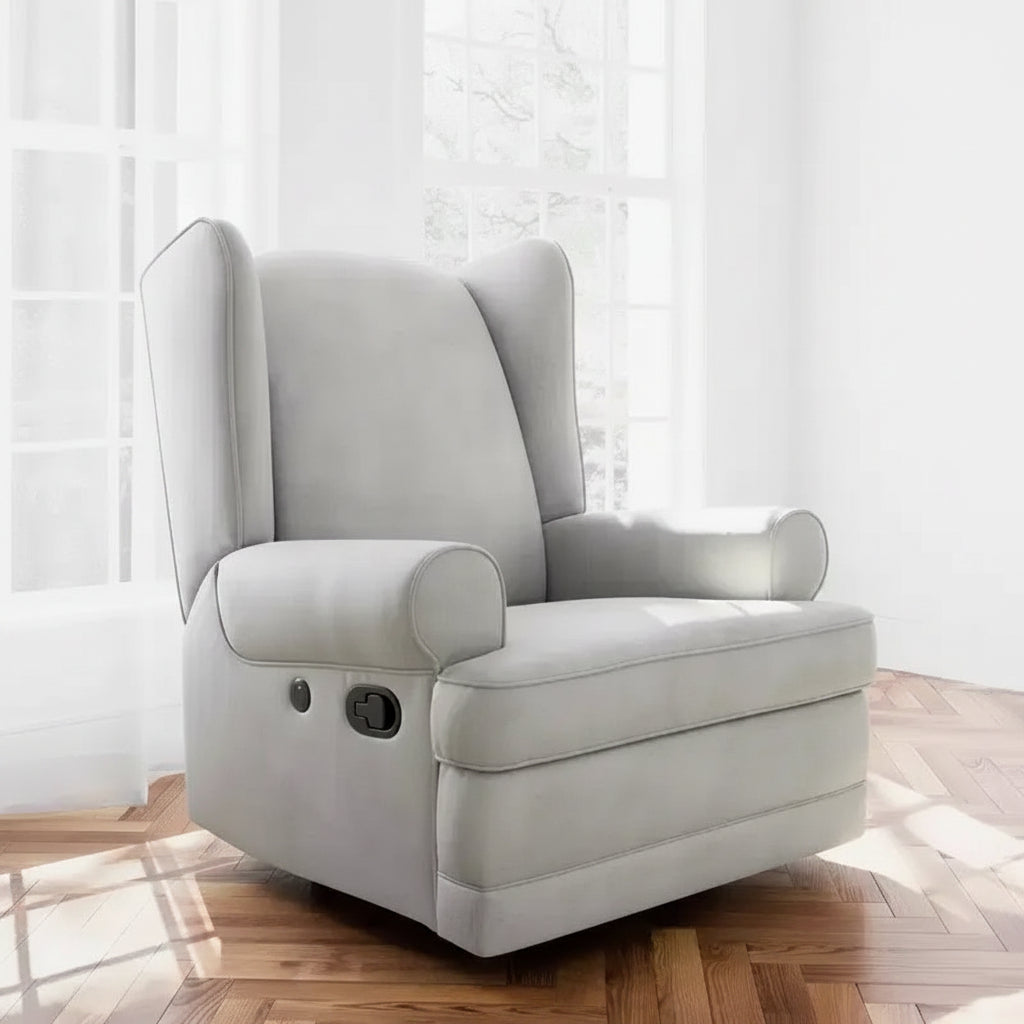 Sillón reclinable y planeador tapizado Serenity Wingback con carga USB