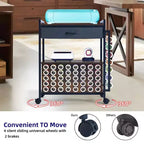 Carro de almacenamiento móvil para manualidades con soporte para rollos de vinilo y base para prensa térmica, organizador compatible con ruedas y cajón para sala de manualidades