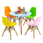 Mesa infantil y juego de 4 sillas Costway, construcción sólida, juego de comedor de 5 piezas para niños pequeños