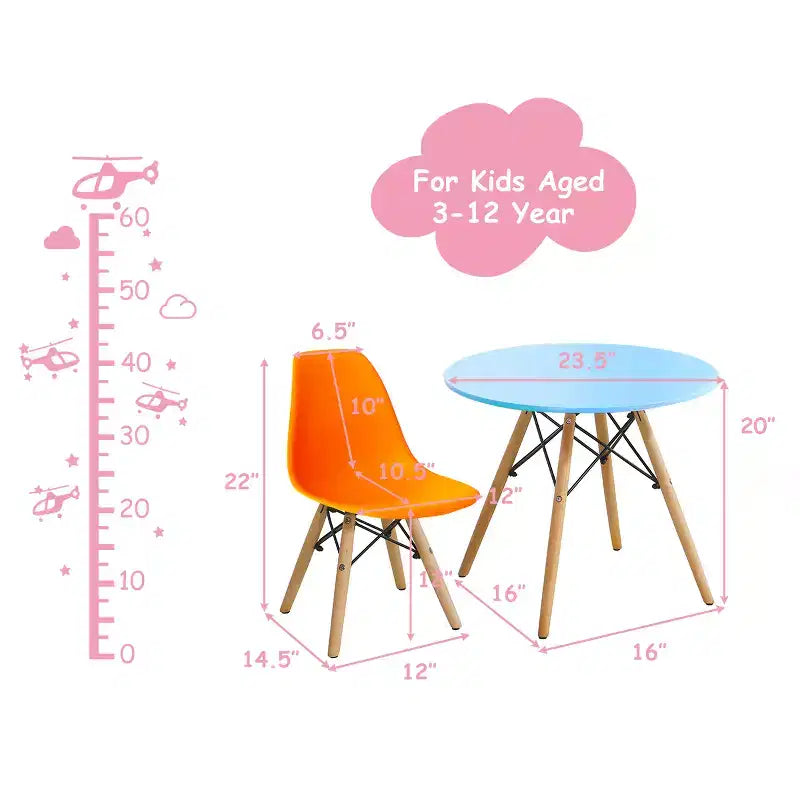 Mesa infantil y juego de 4 sillas Costway, construcción sólida, juego de comedor de 5 piezas para niños pequeños