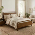 Roundhill Furniture Eldren Wood Platform Bed in Walnut Finish